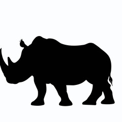 Fototapeta premium Vector Silhouette of Rhino, Powerful Rhino Illustration for Wildlife and Nature Themes