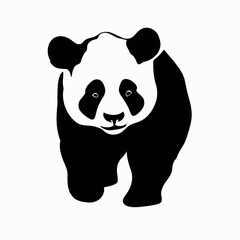 Vector Silhouette of Panda, Cute Panda Illustration for Endangered Species Concepts
