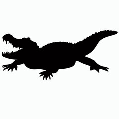 Vector Silhouette of Crocodile,alligator, Stealthy Crocodile Illustration for Nature and Wildlife Designs