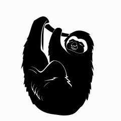 Vector Silhouette of Sloth, Relaxed Sloth Illustration for Wildlife and Nature Concepts