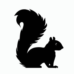 Vector Silhouette of Squirrel, Playful Squirrel Graphic for Forest and Wildlife Concepts