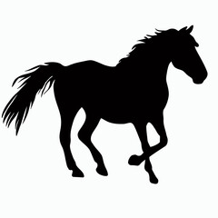 Vector Silhouette of Horse, Galloping Horse Illustration for Equestrian and Nature Themes