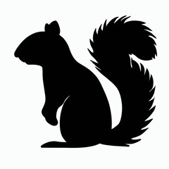Vector Silhouette of Squirrel, Playful Squirrel Graphic for Forest and Wildlife Concepts