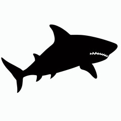 Vector Silhouette of Shark, Fierce Shark Graphic for Underwater and Ocean Designs