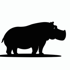 Vector Silhouette of Rhino, Powerful Rhino Illustration for Wildlife and Nature Themes