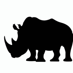 Vector Silhouette of Rhino, Powerful Rhino Illustration for Wildlife and Nature Themes