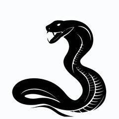 Vector Silhouette of Snake, Slithering Snake Illustration for Reptile and Wildlife Concepts