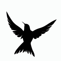 Obraz premium Vector Silhouette of Hummingbird, Delicate Hummingbird Illustration for Bird and Flower Designs