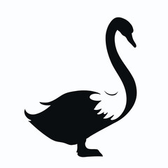 Vector Silhouette of Swan, Graceful Swan Graphic for Birds and Lake Concepts