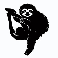 Vector Silhouette of Sloth, Relaxed Sloth Illustration for Wildlife and Nature Concepts