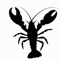 Vector Silhouette of Lobster, Tasty Lobster Illustration for Seafood and Marine Designs