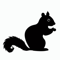 Vector Silhouette of Squirrel, Playful Squirrel Graphic for Forest and Wildlife Concepts