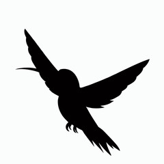 Vector Silhouette of Hummingbird, Delicate Hummingbird Illustration for Bird and Flower Designs