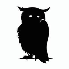 Vector Silhouette of Owl, Wise Owl Graphic for Nocturnal and Bird Concepts