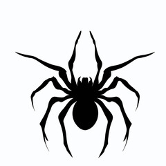 Vector Silhouette of Spider, Creepy Spider Illustration for Arachnid and Halloween Concepts