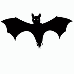 Vector Silhouette of Bat, Nocturnal Bat Graphic for Halloween and Wildlife Designs