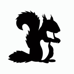 Vector Silhouette of Squirrel, Playful Squirrel Graphic for Forest and Wildlife Concepts