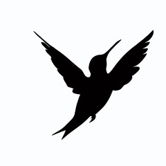 Vector Silhouette of Hummingbird, Delicate Hummingbird Illustration for Bird and Flower Designs
