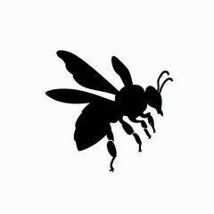 Vector Silhouette of Bee, Busy Bee Graphic for Nature and Pollination Themes