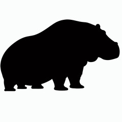 Vector Silhouette of Rhino, Powerful Rhino Illustration for Wildlife and Nature Themes