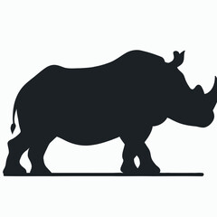Vector Silhouette of Rhino, Powerful Rhino Illustration for Wildlife and Nature Themes