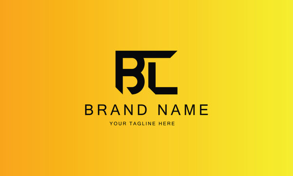 BC BTC BTL BCL brand minimal professional creative black logo design for all kinds of business with yellow red gradient background template

