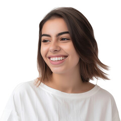 Fototapeta premium Portrait of a smiling woman isolated on white background