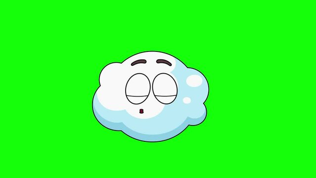 cloud cartoon emoji with a kiss expression, loop animation

