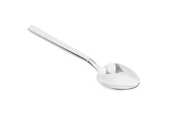 One clean shiny spoon isolated on white