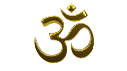 Om or Aum Indian sacred sound icon isolated on transparent background. Symbol of Buddhism and Hinduism religions. The symbol of the divine triad of Brahma, Vishnu and Shiva.	