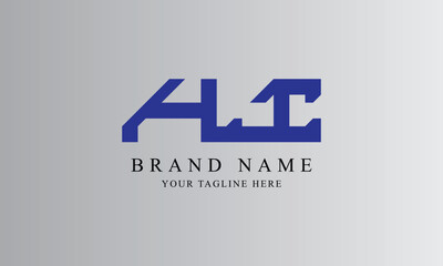 HI blue creative brand minimal logo designs with gray white background template
