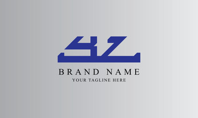 YZ blue creative brand minimal logo designs with gray white background template
