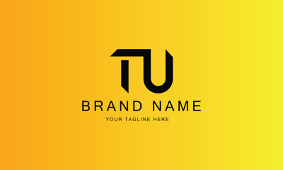 TU brand minimal professional creative black logo design for all kinds of business with yellow red gradient background template
