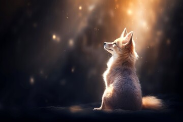 Close-up of cute dog with beautiful bokeh background