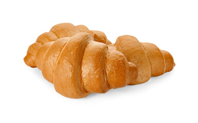 Delicious croissants isolated on white. Freshly baked pastries