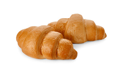 Delicious croissants isolated on white. Freshly baked pastries