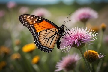 Delicate Butterfly Amidst Countryside Tranquility