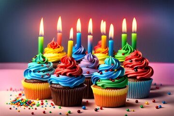 birthday cupcake with candles
