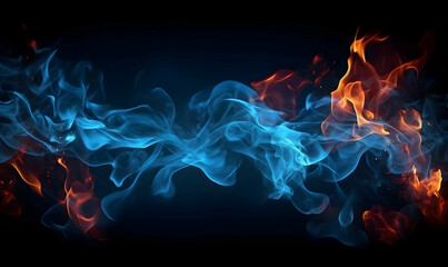 Ai generated texture of fire on a black background, fire flame, burning fire on a dark area, fire background, fire frame, fire flames background