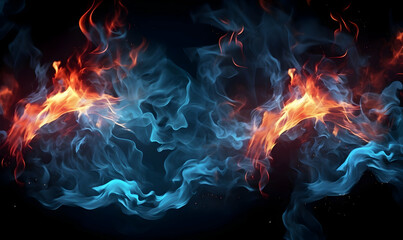 Fototapeta premium Ai generated texture of fire on a black background, fire flame, burning fire on a dark area, fire background, fire frame, fire flames background