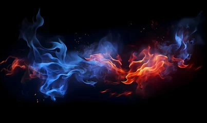Foto op Canvas Ai generated texture of fire on a black background, fire flame, burning fire on a dark area, fire background, fire frame, fire flames background © Akilmazumder