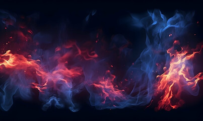 Fototapeta na wymiar Ai generated texture of fire on a black background, fire flame, burning fire on a dark area, fire background, fire frame, fire flames background