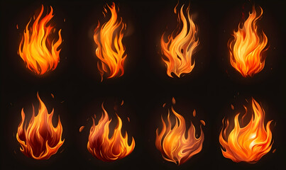 Fototapeta premium Ai generated texture of fire on a black background, fire flame, burning fire on a dark area, fire background, fire frame, fire flames background
