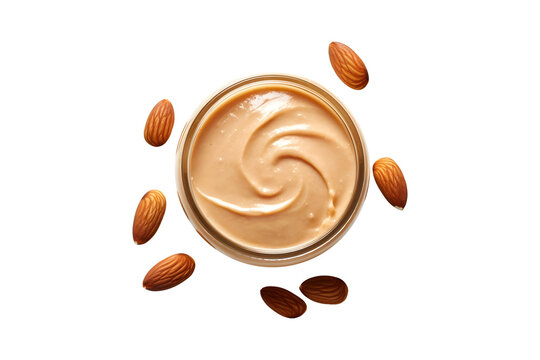 Butter with almond (png) isolated on transparent and white background
