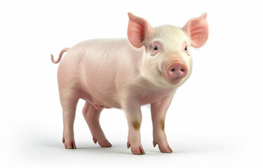 Happy young pig isolated on a white background