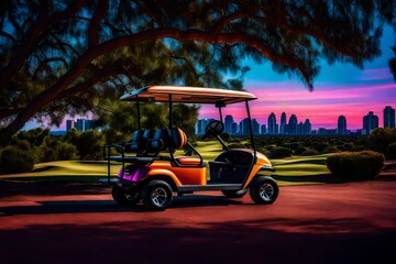 Golf Club At Night Generated bu AI Technology - obrazy, fototapety, plakaty