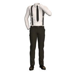 man in suit with briefcase Fashion Cloth 3D render Isolated illustration