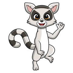 Cute lemur cartoon on white background