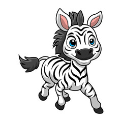 Cute zebra cartoon on white background