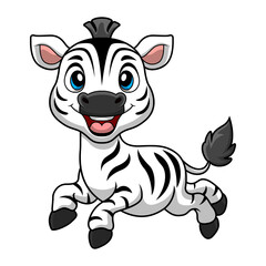Cute zebra cartoon on white background